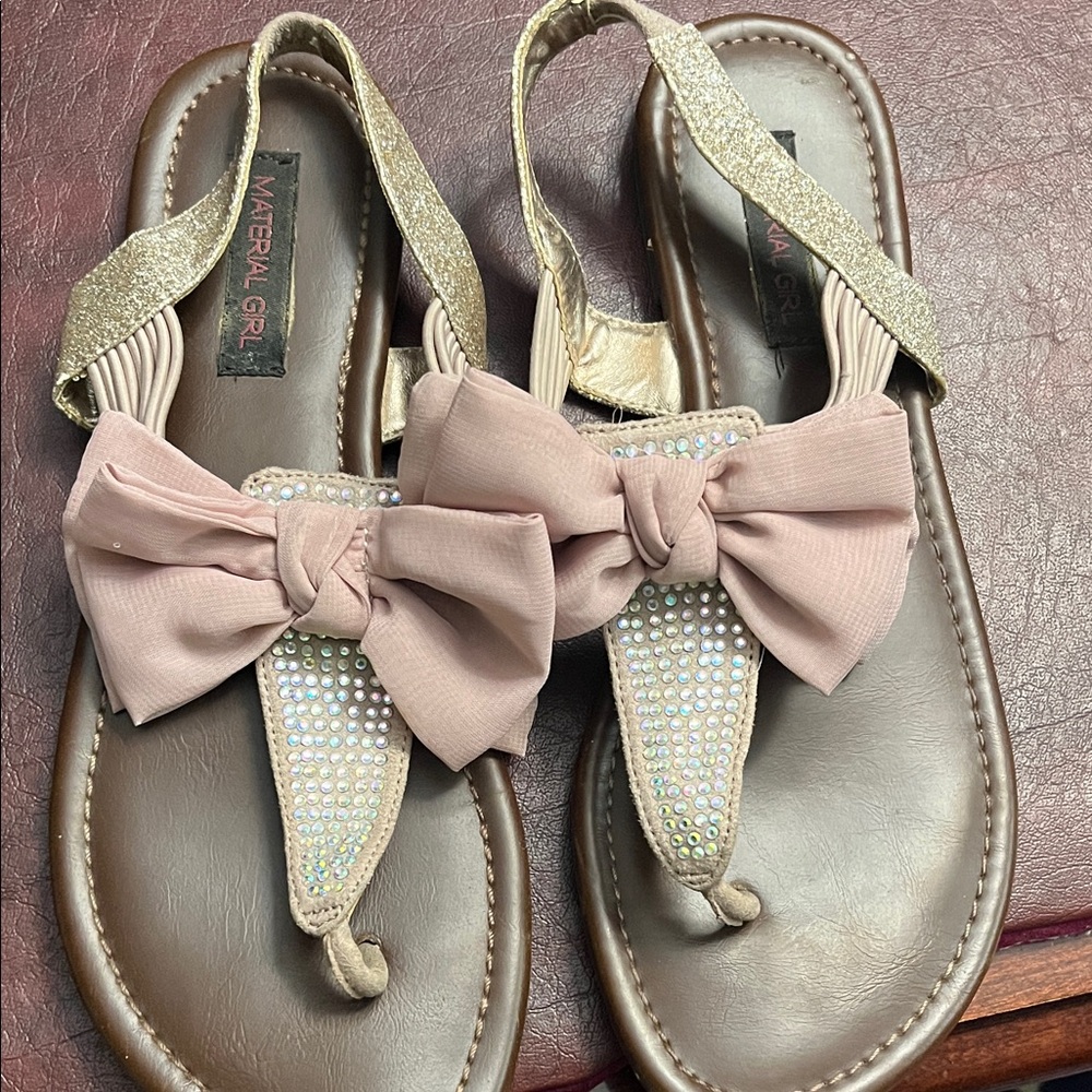 Material Girl Pink and Gold Bow Sandals